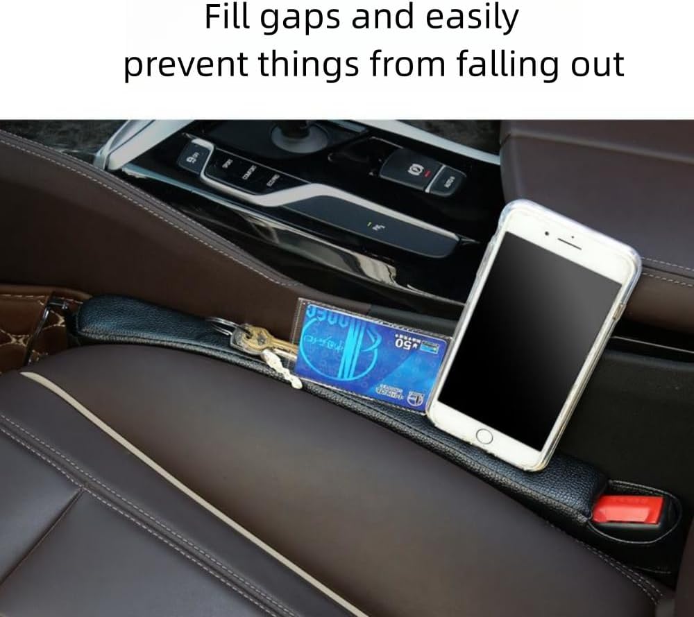 Car Seat Gap Filler 2 Pack,Car Seat Gap Filler Organizer,Car Seat Gap Plug with Storage Slot,3 in 1 Car Seat Gap Filler with Cup Holder,Prevent Small Items from Falling(Black)