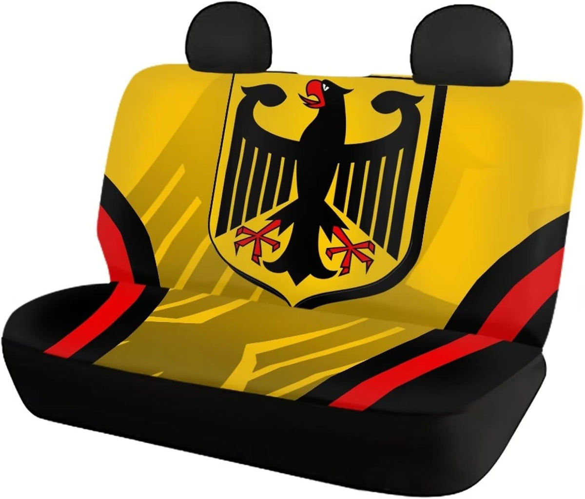 Howilath Black Eagle German Flag Print Car Seat Covers Full Set of 4 Pack, Front & Rear Bench Covers, Auto Accessories Interior Decor