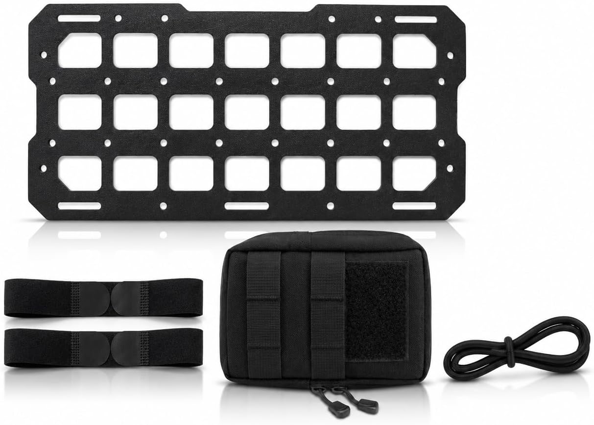 Visor MOLLE Organizer Panel for Car Sun Visor – Rigid ABS Storage Panel with Adjustable Straps – Vehicle Gear Organizer for Truck SUV (1 Pack)