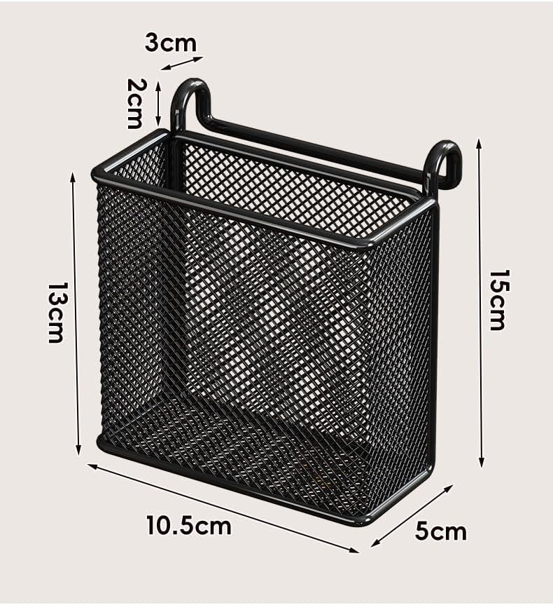 Hanging Pen Holder with Hook Storage Box - Wall-Mountable Desk Organizer for Office Desktop, Partition Screen, Workstation & Bedroom Side Storage (white)