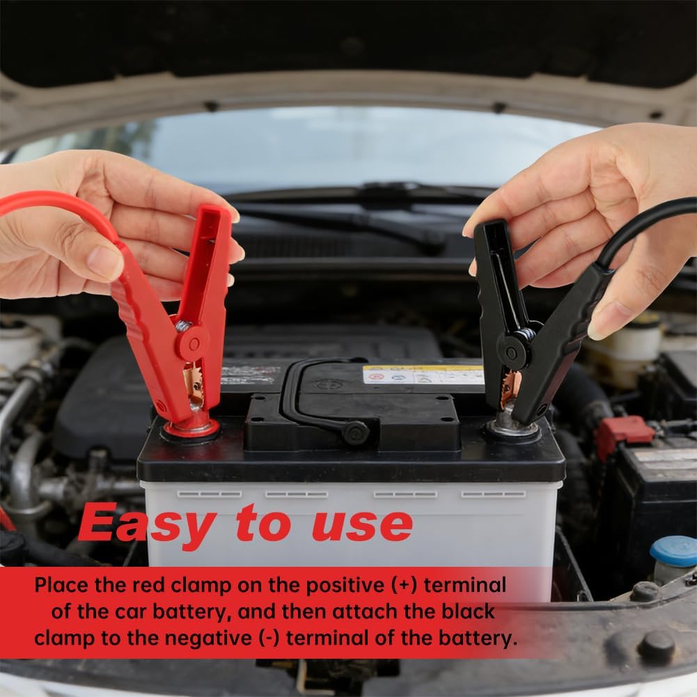 Jumper Cables with Adapter Compatible for Dewal-t 20V Battery, 2FT 8-AWG Heavy-Duty Jumper Cables, Automotive Booster Cables Vehicle Jump Starter for Cars, SUVs, Motorcycles(COLOR:Red)