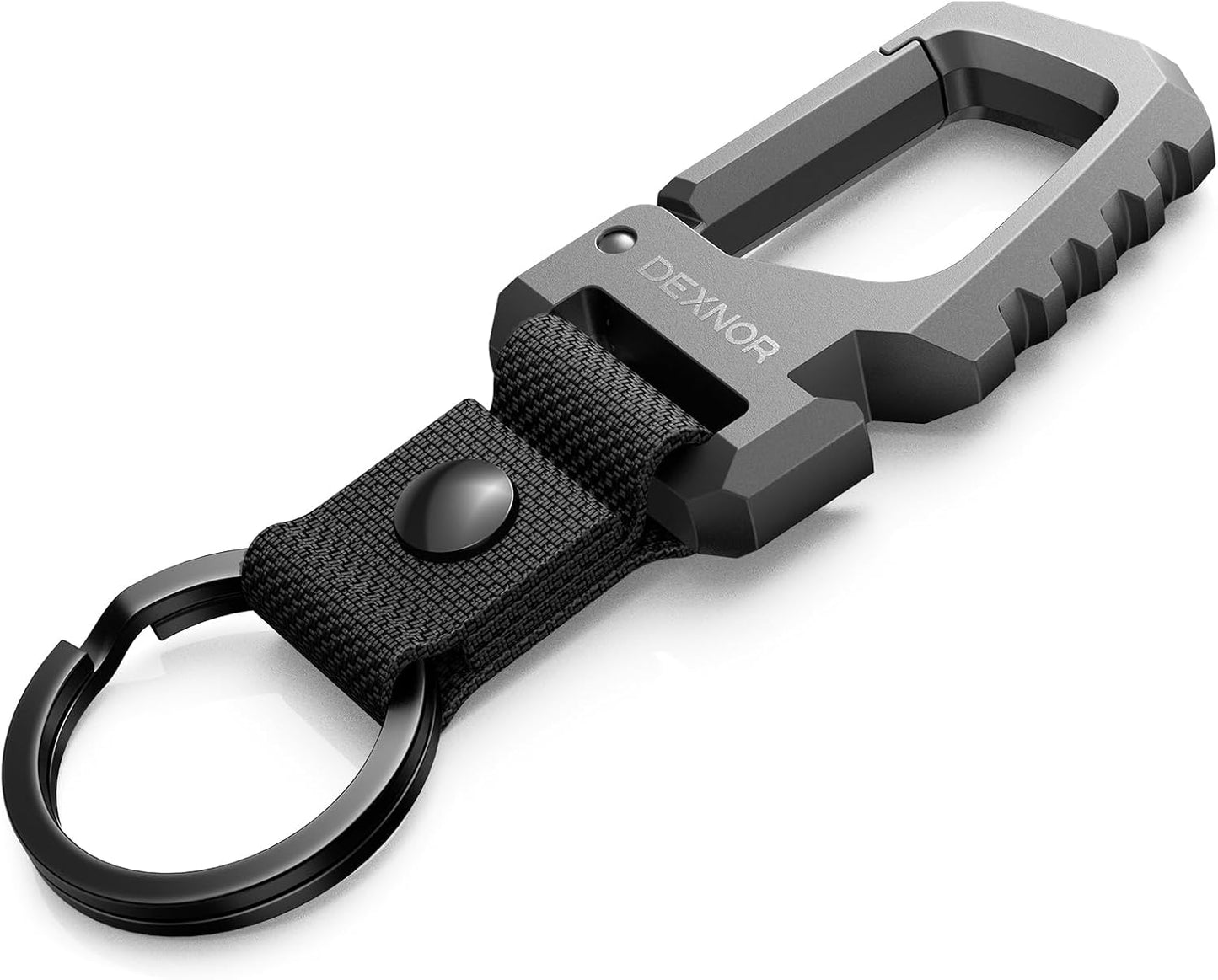 Dexnor Heavy Duty Key Chain Bottle Opener, Carabiner Key Ring Clip Aerospace-grade Stainless Steel Car Key Fob Holder Organizer EDC Keychain Keyring Accessories for Men and Women Black