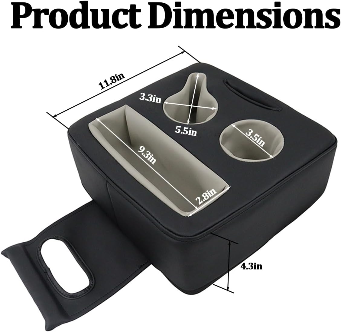 Car Back Seat Cup Holder, Leather Non-Slip Vehicle Rear Seat Drinks Tray Storage Organizer, Automotive Backseat Cup Holder Tray Expander, Universal for SUV Automobile Truck