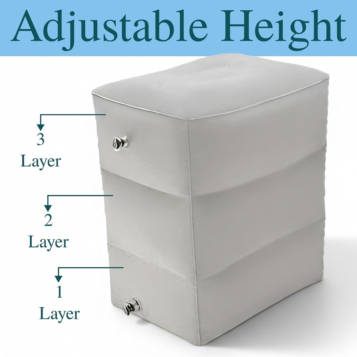 Inflatable Foot Rest for Airplane – 3-Layer Adjustable Travel Foot Rest for Long Flights, Plane Foot Rest & Airplane Leg Rest, Portable Footrest for Plane Travel, Kids & Adults(16.5" × 9.8" × 18.9")