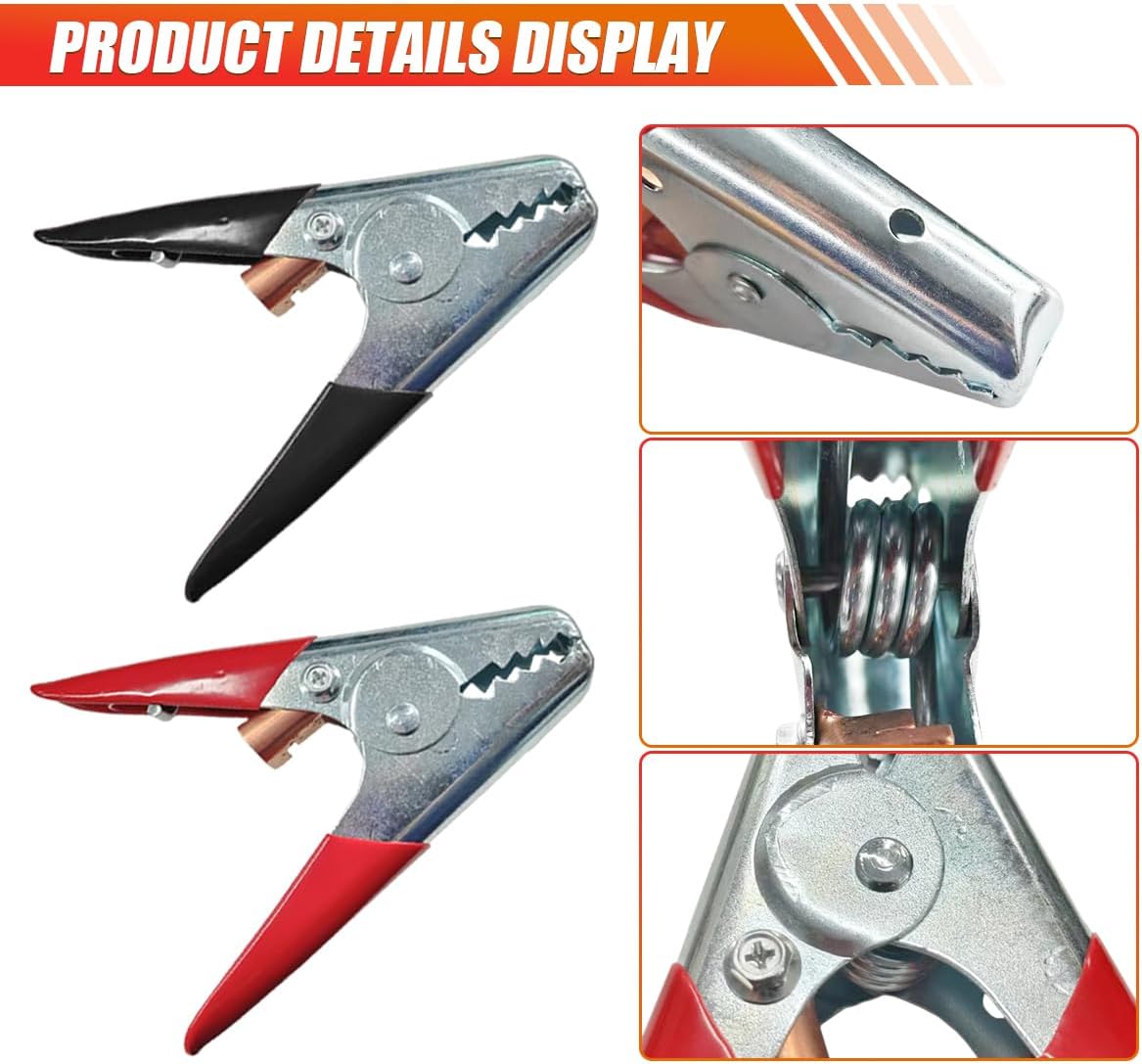 4PCS Battery Jumper Cable Clamps, 1100A Battery Charger Clamps, Car Charging Connector Replacement Kit, Heavy Duty Insulated Parrot Clips for Jumper Cable Ends