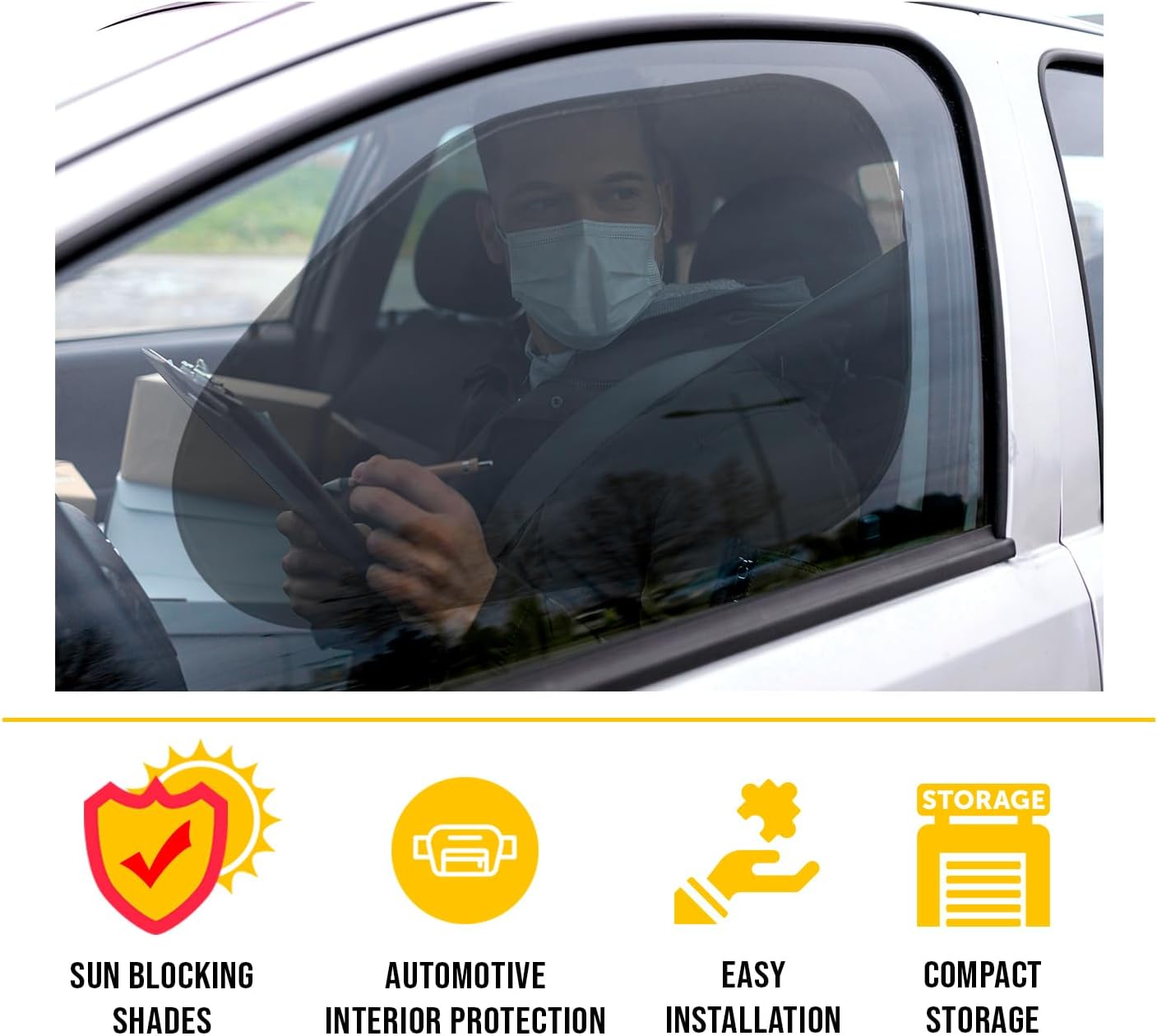 Zone Tech Side Window Cling On Sun Shades- 2-Pack Mesh Car Pop-Up Non Suction Cups Needed Sun-Shield