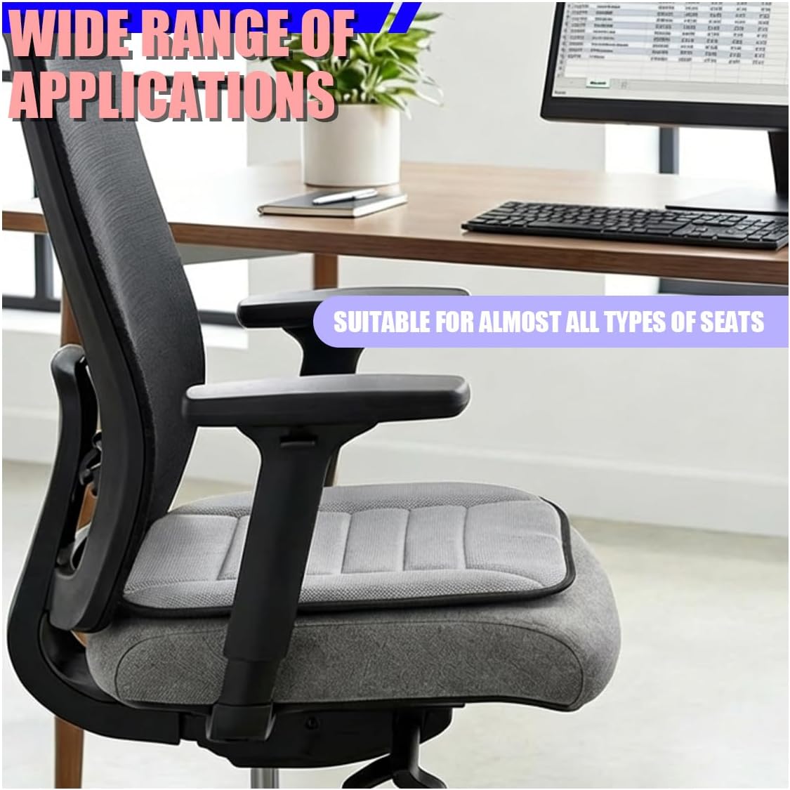 Car Seat Cushion, Breathable 3D Air Mesh Car Front Seats Bottom Cover for Comfortable Driving, Soft Non-Slip Auto Interior Driver Seat Protector for Home, Office, Truck(Gray)