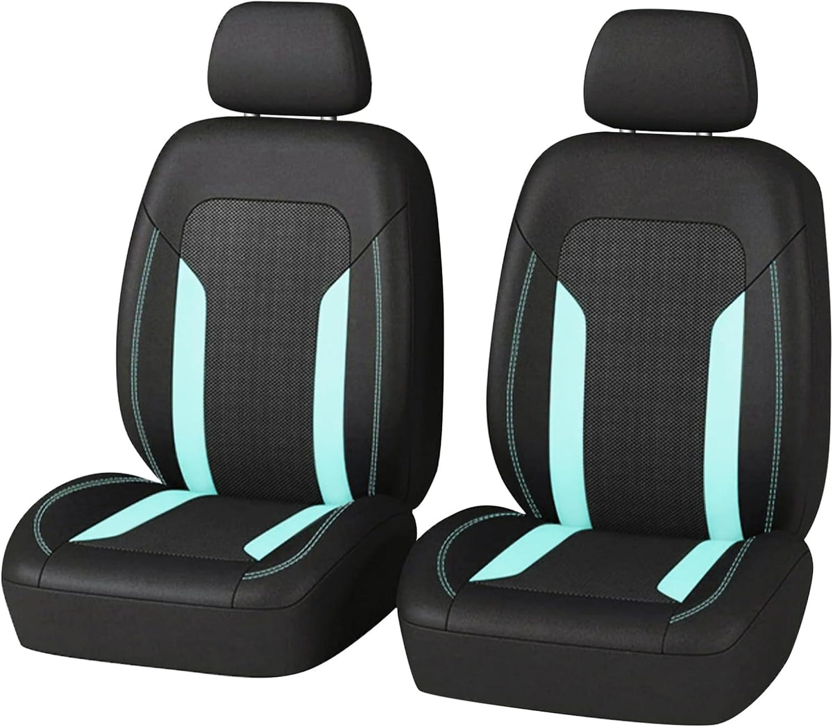 2 Pack Universal Car Seat Cover with Breathable Mesh Backrest,Comfortable Car Seat Protector with Foam Padding and Retaining Buckle,Highly Elastic Car Seat Covers Full Set (Mint)