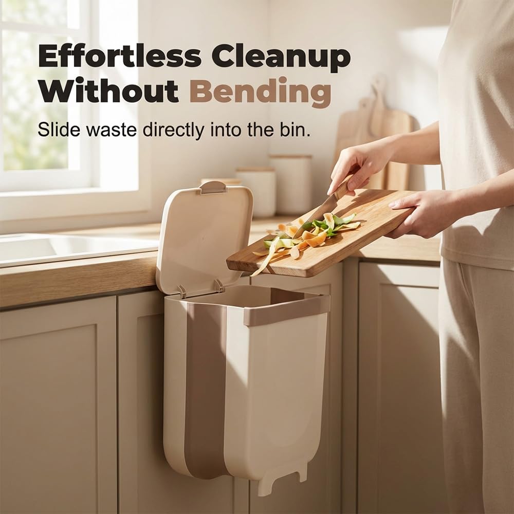 Foldable Trash Can, Collapsible Waste Bin for Kitchen Office Car