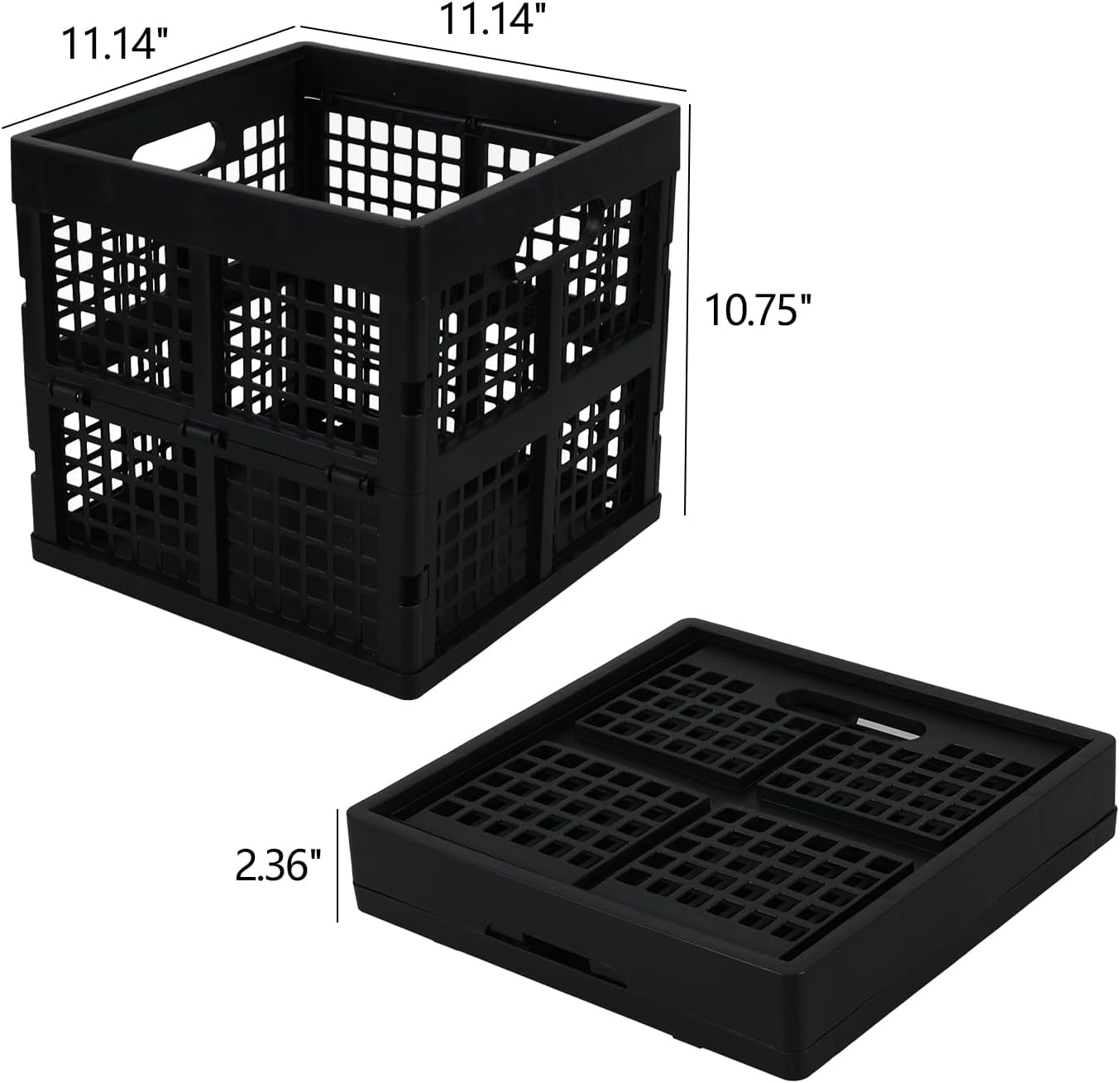 Asking 22 L Square Milk Crates, 3-Pack Collapsible Cube Storage, Black | Plastic Stackable Utility Crate, Collapsible Plastic Storage Crates, Foldable Crates for Cars, Closets, Classrooms