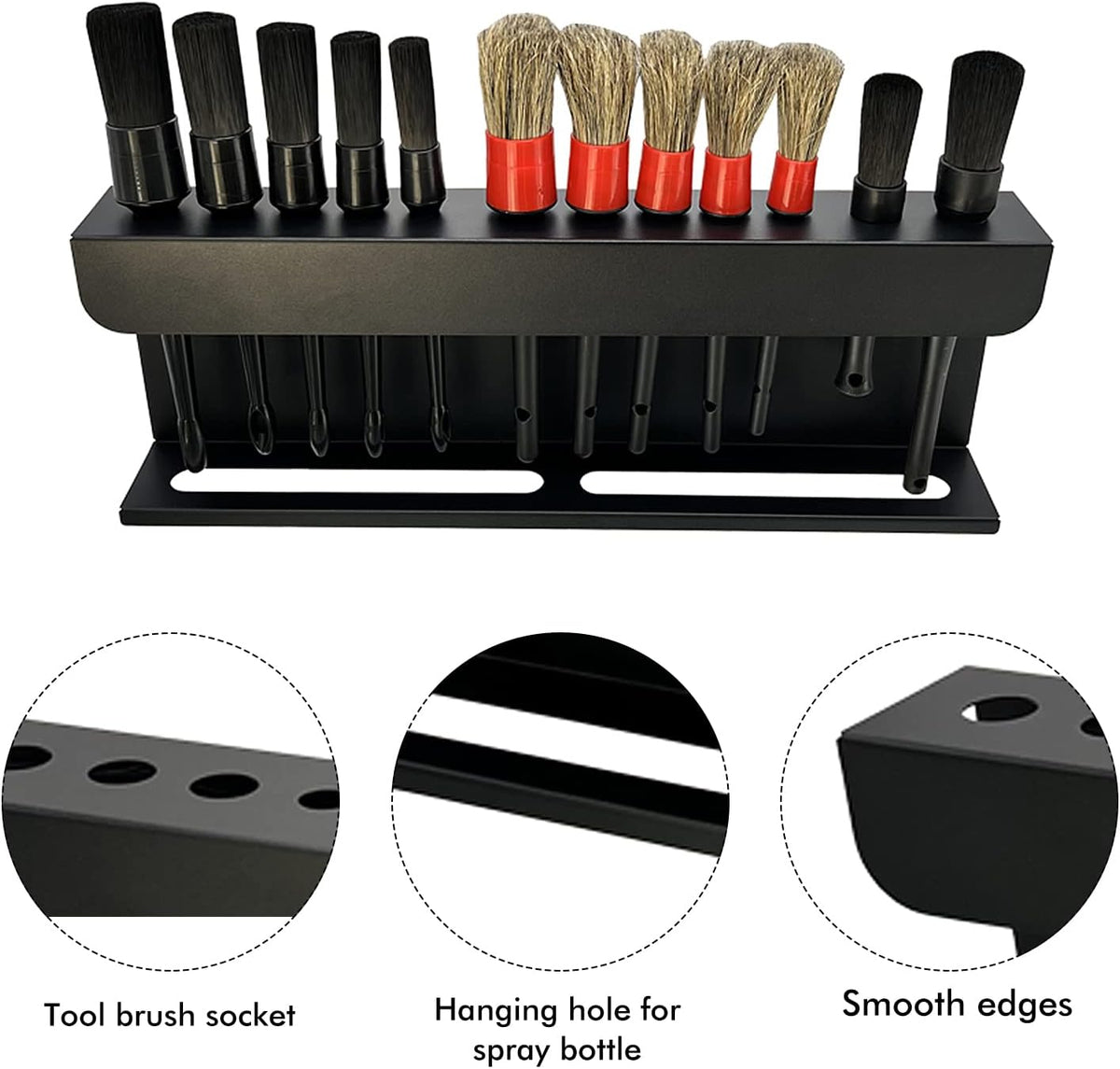 2-in-1 Detailing Brush & Spray Bottle Holder, Wall Mount Organizer Rack