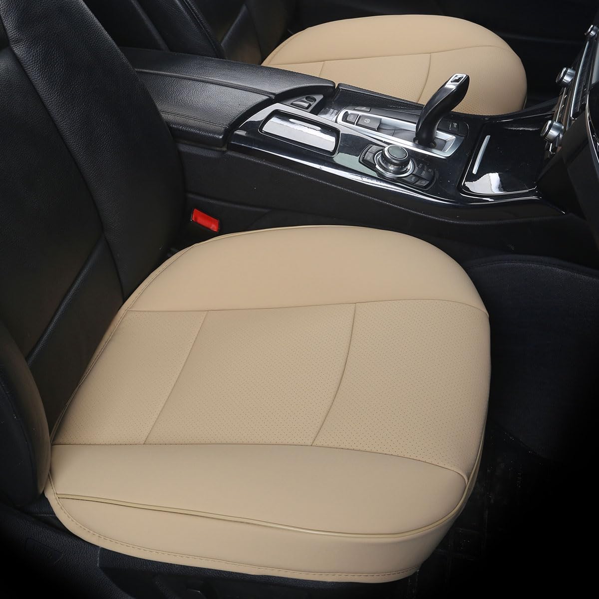 PU Leather Car Bottom Seat Cover Front Car Seat Protection Cover for Most Four-Door Sedan&SUV,Ultra-Luxury Single Seat Cover Without Backrest 1PCS (W 20.8× D 21× T 0.2inch) (3D-Beige)