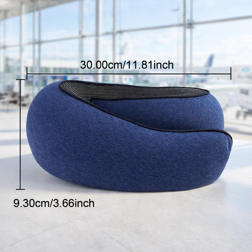 Oramo Travel Neck Pillow Memory Foam Travel Set with Eye Mask, Ear Plugs & Bag for Long Haul Flights, Car, Train, Office Adults & Kids. Zipper Makes It Easy to Clean.