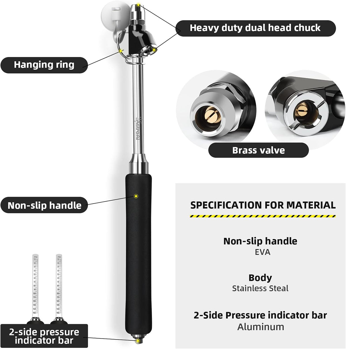 AstroAI Digital Tire Pressure Gauge 230 PSI and 150 PSI Dual Head Pencil Gauge