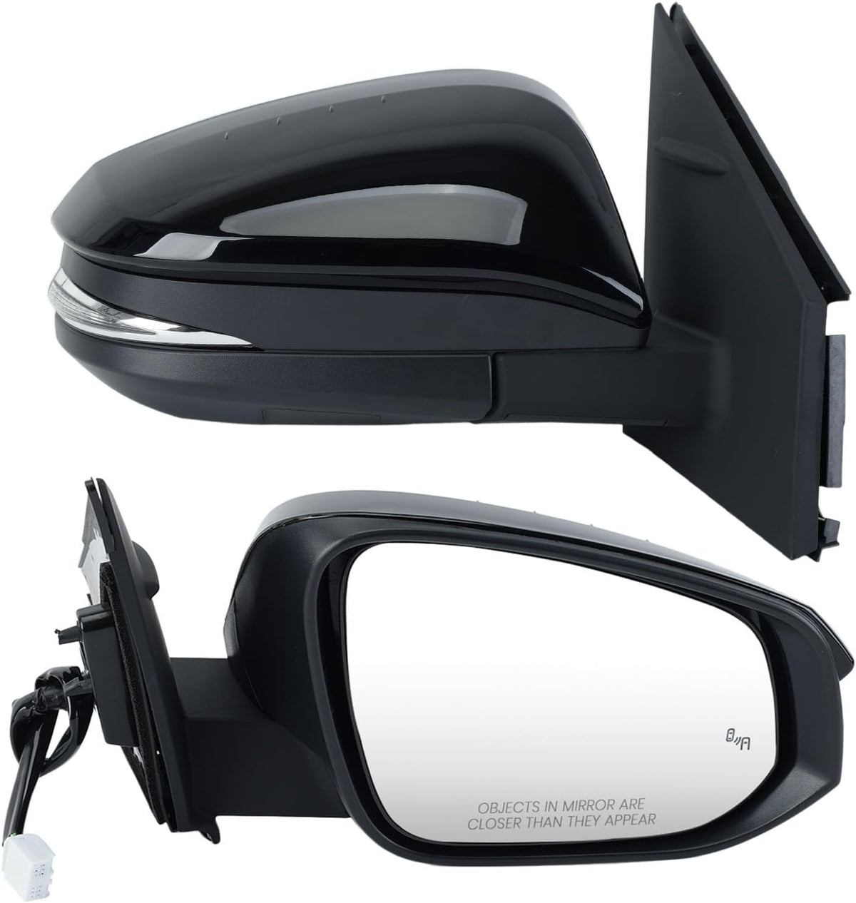 Right Passenger Side Mirror Compatible with Toyota RAV4 2013-2018 Heated with Blind Spot Detection with Turn Signal Light Power Glass Manual Folding 8 Pins Black