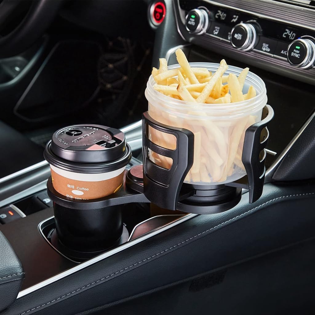 Car Cup Holder Expander, Coffee Mug, Adjustable Arms and Base Expandable Insert Accessories for Cars, Flasks 18-64oz Most Coffee Mugs Bottles & CupsBlack