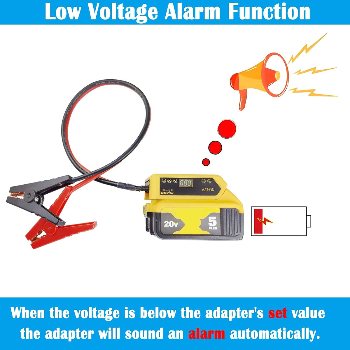 Battery Jumper Cables Compatible with De.Walt Battery Jumper Cables, Automotive Booster Cable for Car Jump Starting Using Tool 8AWG 2.02FT