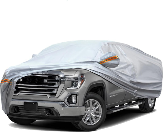 TUCAREST 6 Layers Full Car Cover for Pickup/Truck - Waterproof, Insulated, Anti-UV, Snow-Proof, Anti-Wind, All-Weather, Thickened Protection, up to 237 in
