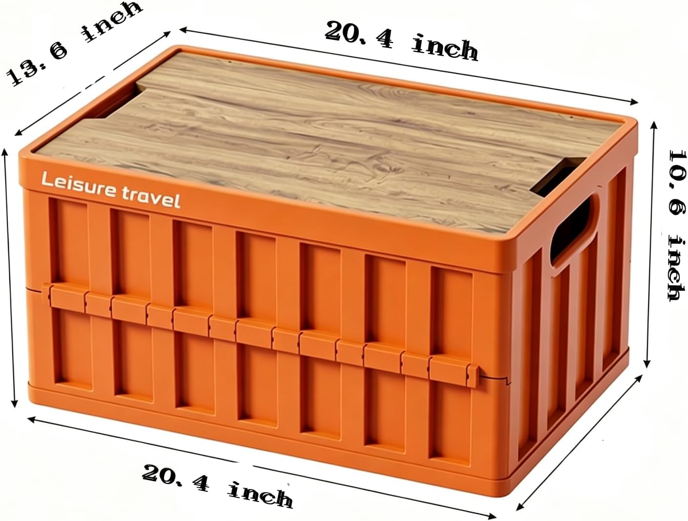 3 Pack 50L Mix Color Random Collapsible Storage Crate with Wooden Lid, Stackable Foldable Bin with Handles