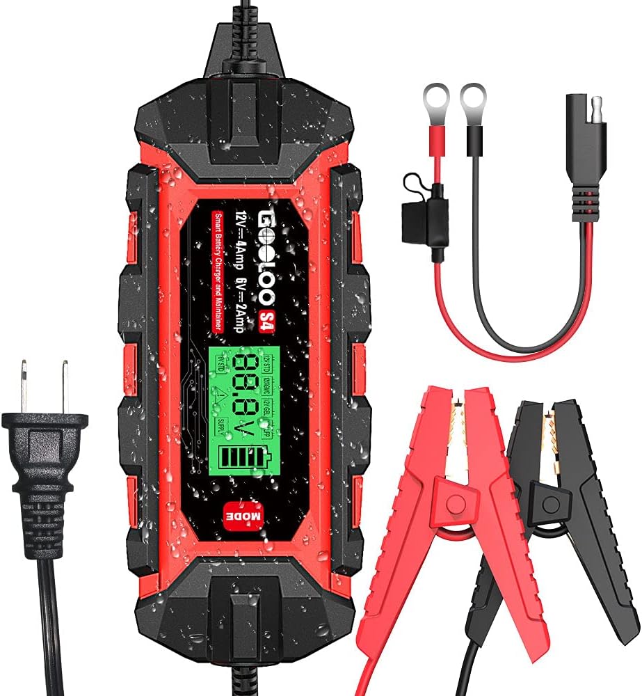 GOOLOO S4 4A Car Battery Charger, 6V/12V Smart Trickle Charger Maintainer