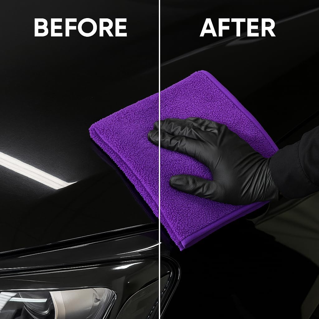 PAKS - 3 Pack Reusable Microfiber Towels - 16x24 Micro Fiber Towels Car Detailing - Plush Auto Cleaning Cloths - Dual-Sided Car Microfiber Towel - Lint & Streak-Free Wash Cloths - Cleaning Supplies