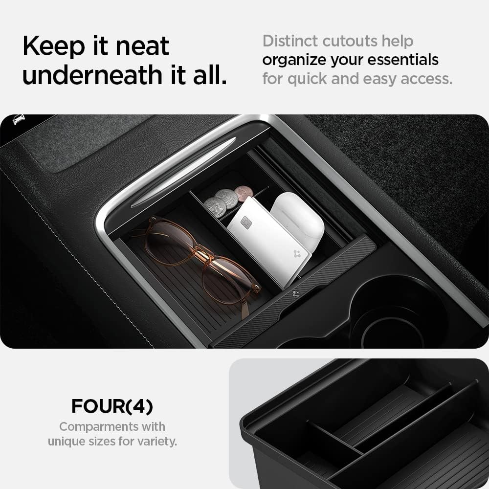Spigen Center Console Organizer for Tesla Model Y (2021-2024) & Model 3 (2021-2023) [Not for Model Y Juniper 2025/26 and Model 3 Highland (2024/25)]