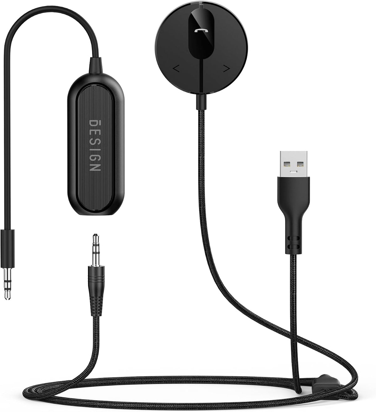 BESIGN BK01 Bluetooth Car Kit, Wireless Aux Receiver for Handsfree Calls and Music Streaming with Ground Loop Noise Filter for Car with Aux Port