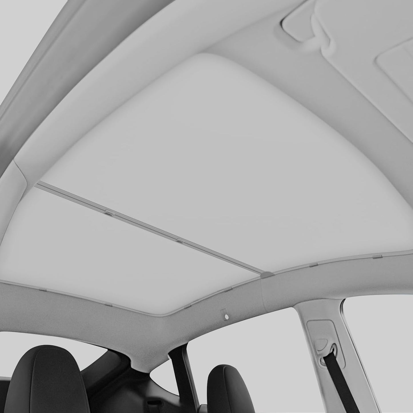 AAMHHM 2019-2024 Tesla Model Y Sunshade Roof, [No Sag & No Gaps] Nano Ice-Crystal Coatings Glass Roof Sun Shade, 60s Installation Heat Insulation Foldable Sunroof Cover Accessories, Gray