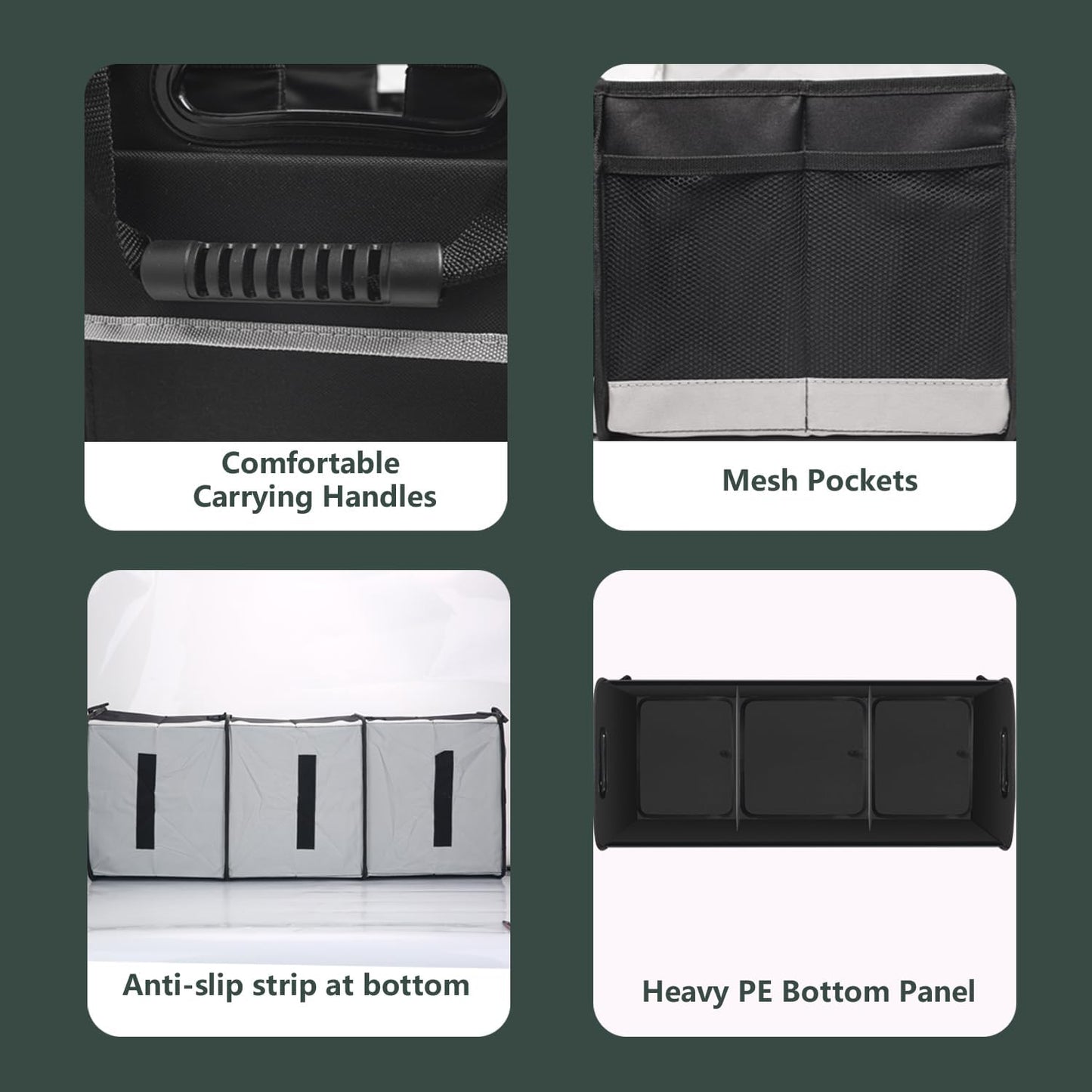 AOPHY Trunk Organizer for Car, 95L Large Capacity Storage with Non-Slip Bottom Strips and 2 Retractable Straps, Cargo Organizer for Suv, Truck, Sedan, Waterproof Portable Car Organizers for Women Men