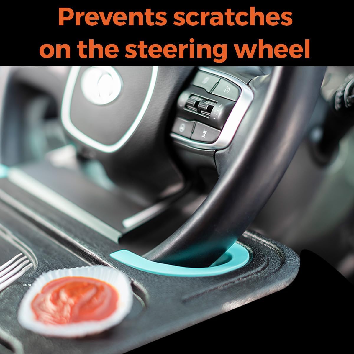 ENRICH UP 2-in-1 Steering Wheel Tray Table & Car Desk - Mint Ring | 2-in-1 steering wheel tray for parked laptop work, meals, cup holder use, wheel covers, pickups, SUVs, and travel breaks
