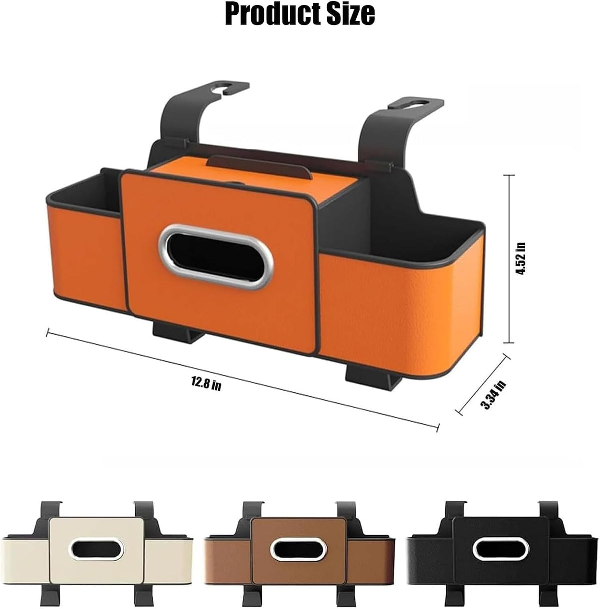 3 in 1 Car Backseat Organizer with Cup Holder, Leather Multifunctional Seat Back Storage with Tissue Box, Phone Holder and Hooks, for Hold Phones, Snacks, Drinks, and Handbags (White,2PCS)