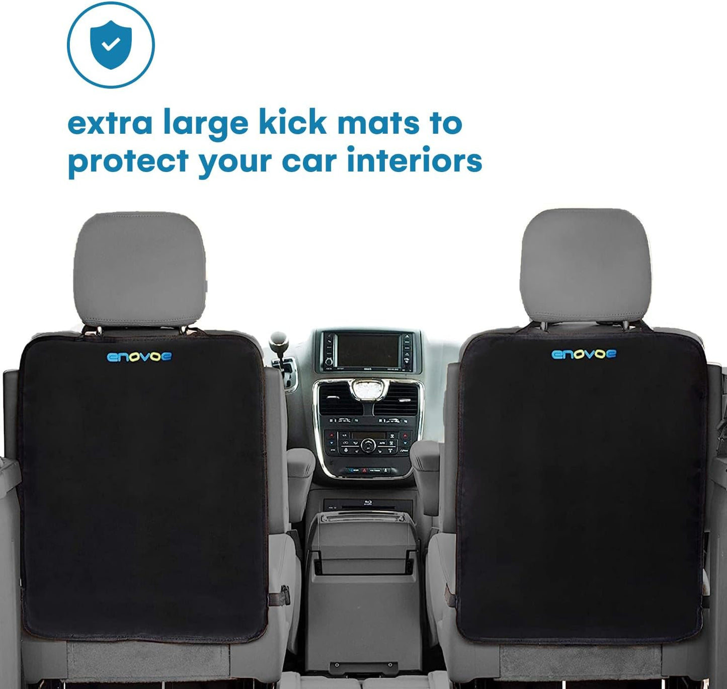 Enovoe Kick Mats Back Seat Protector for Kids - 2 Pack - Premium Quality Car Seat Back Cover Offers Waterproof Protection of Your Upholstery from Mud and Scratches - Backseats Kick Protector for Child