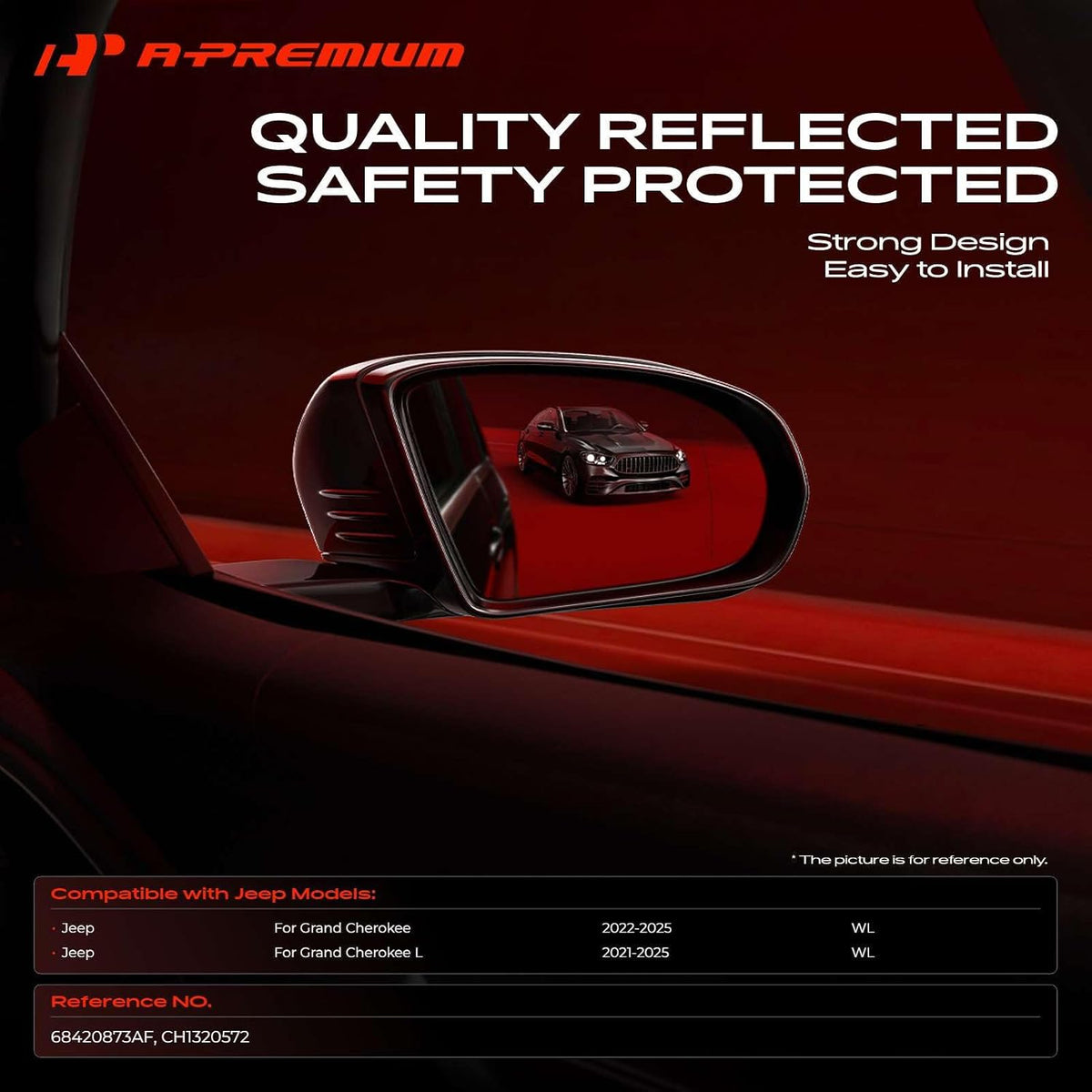 A-Premium Driver Side Power Door Mirror Compatible with Jeep