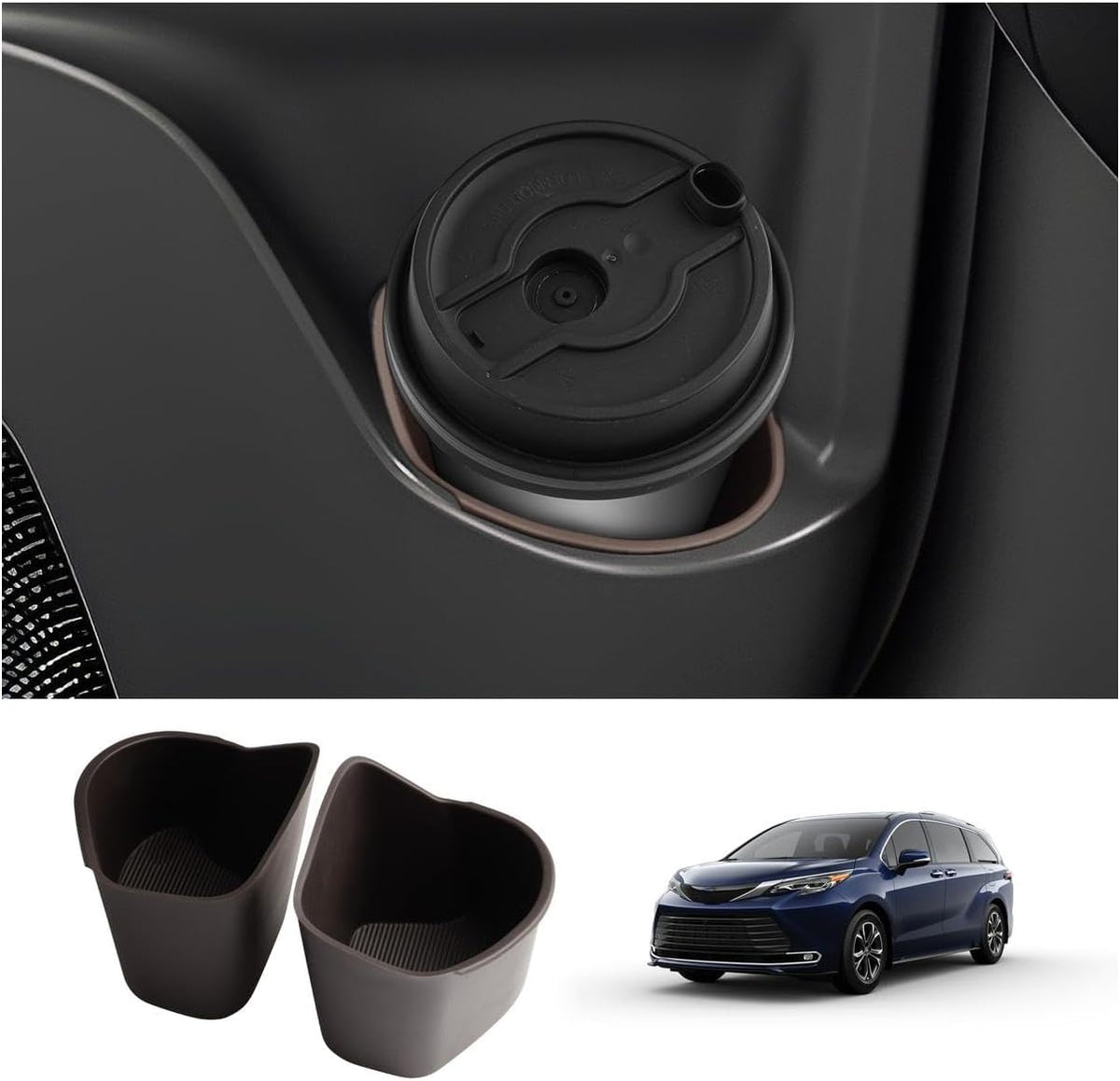 LUWU Cup Holder Compatible with 2021 2022 2023 2024 2025 2026 Toyota Sienna Accessories Rear Seat Door Side Silicone Cup Holder Insert Sienna 2026 Accessories 2-Pack