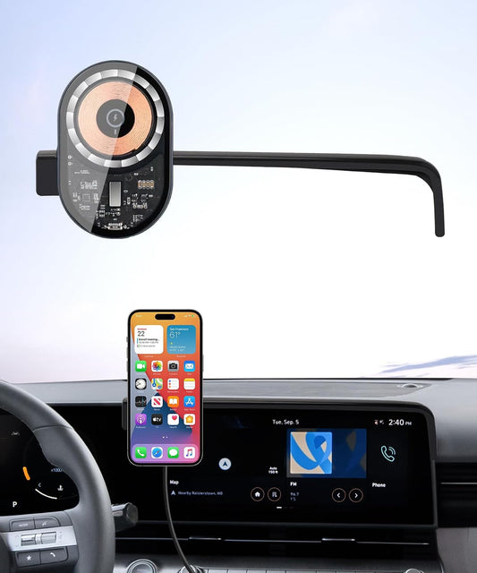 15W Wireless Charger Car Phone Mount for Hyundai Kona/EV/Electric 2024-2026
