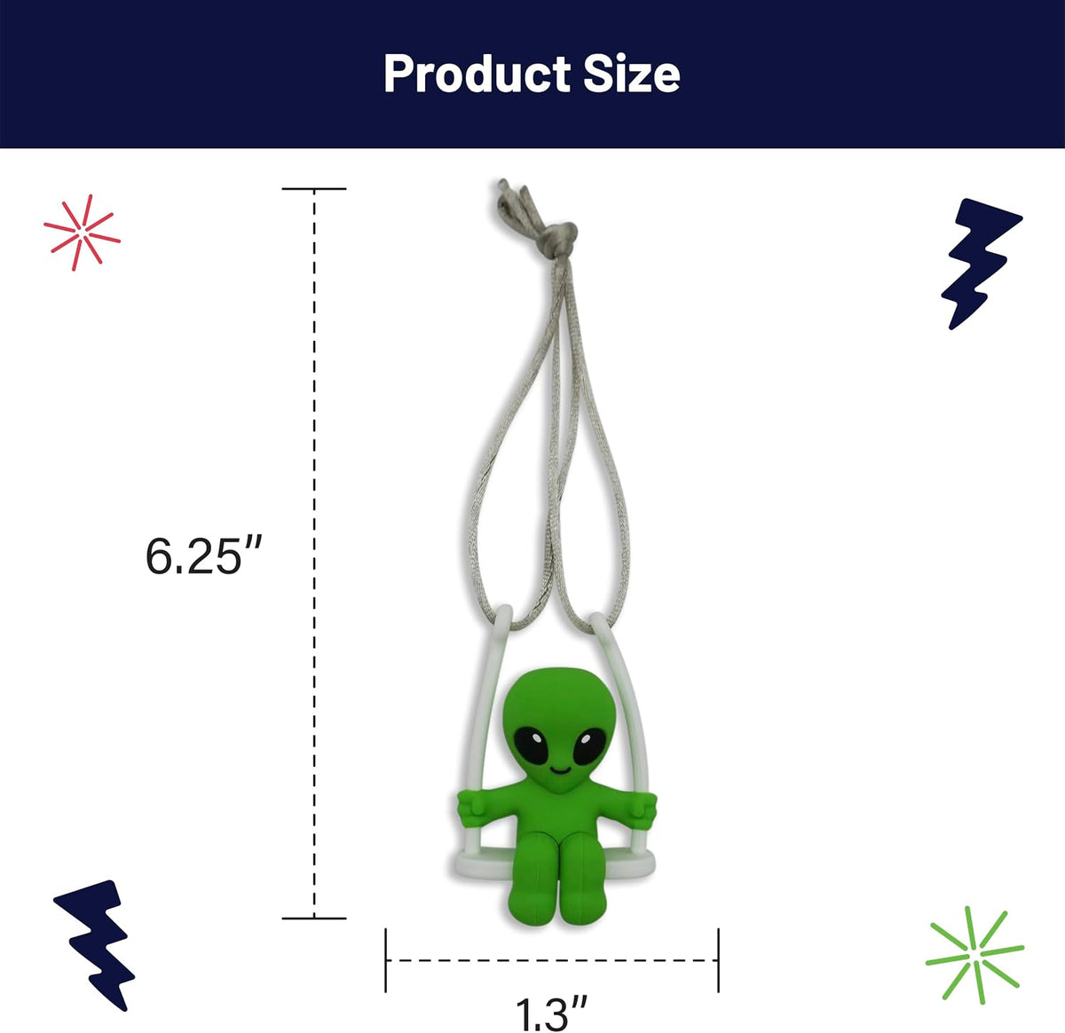 Funny Hanging Mirror Swing – Quirky and Unique Decor for Car Rearview Mirror, Bedroom or Living Room - Alien