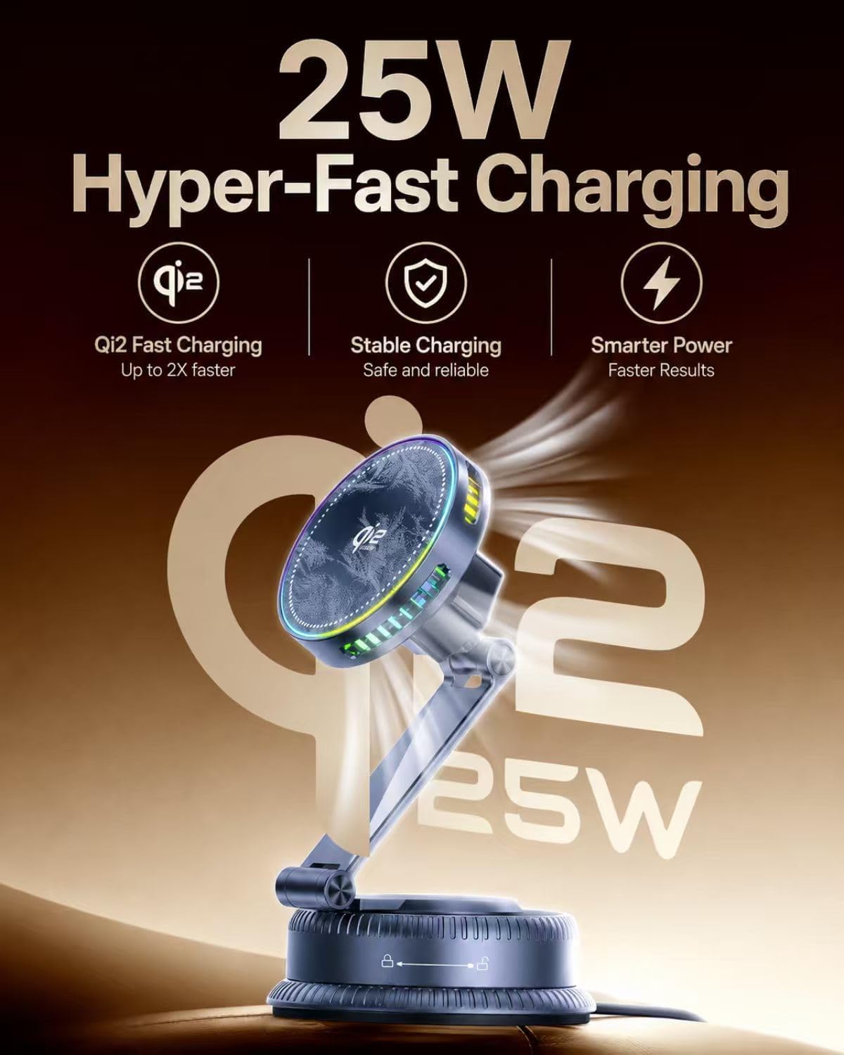 25W Charger Car Phone Mount with LED Light & 45W Adapter