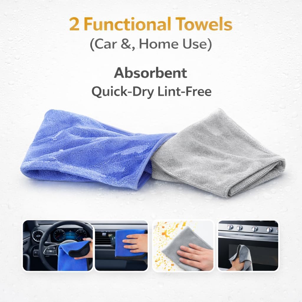 15PCS Interior Cleaning Kit Graded Boar Brush 160g Gel Swivel Glass Tool | Scratch-free vent duster microfiber pads waterproof bag, car & home dual use, practical holiday gift for car lovers