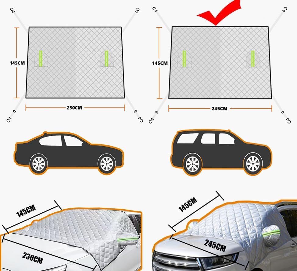 Car Windscreen Covers for Buick Excelle 2018-2023 Car Frost Windscreen Cover with Side Wing Mirror Cover Car Windshield Snow Cover Against Snow Frost UV Dust B 245 * 145(Normal/A 230 * 145)
