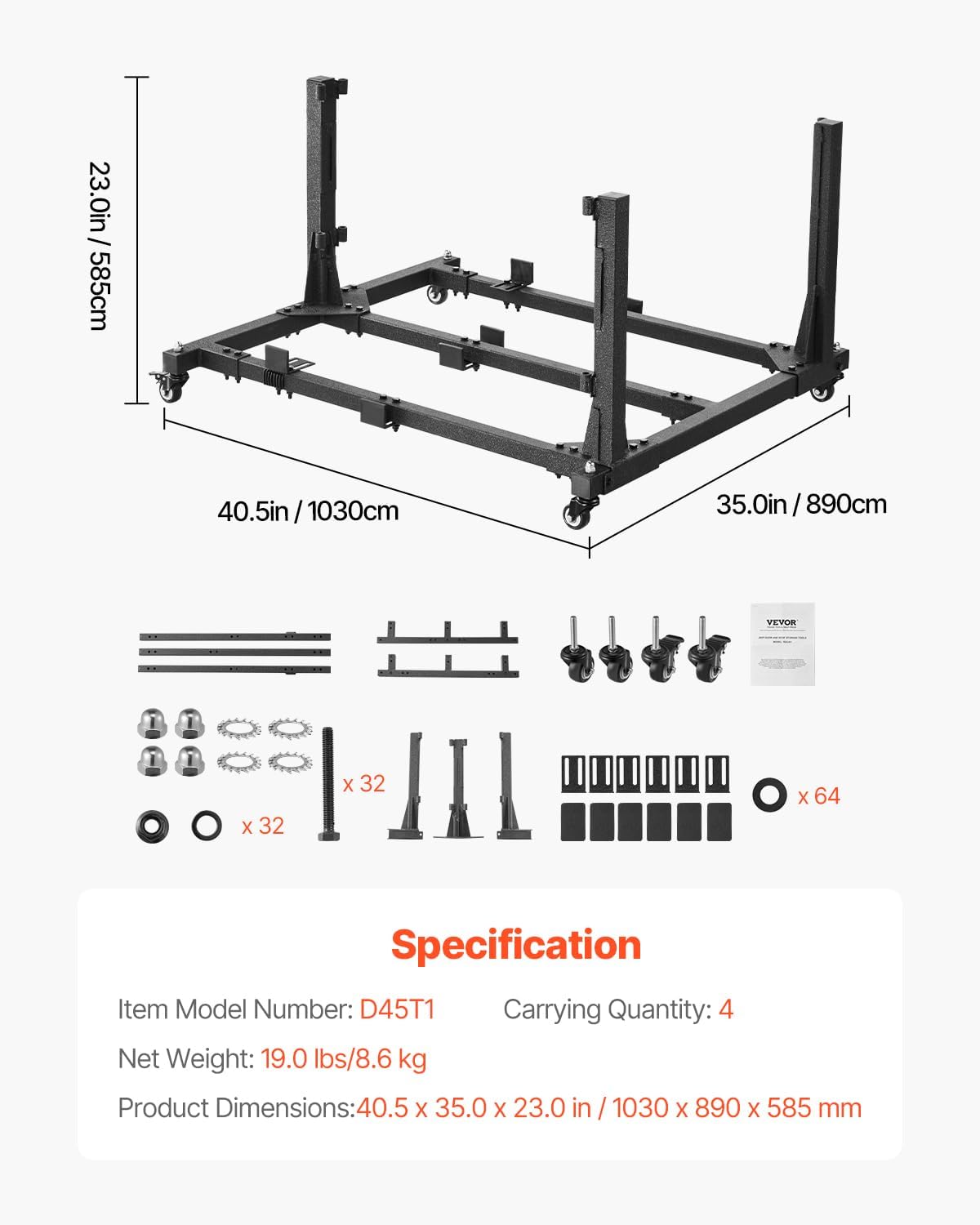 VEVOR Jeep Door Storage Cart, 4 Doors Moveable Storage Cart Rack with Thickened Rubber Cushion, Sturdy Car Door Holder Cart Fit for Jeep Wrangler JK JKU JL Gladiator
