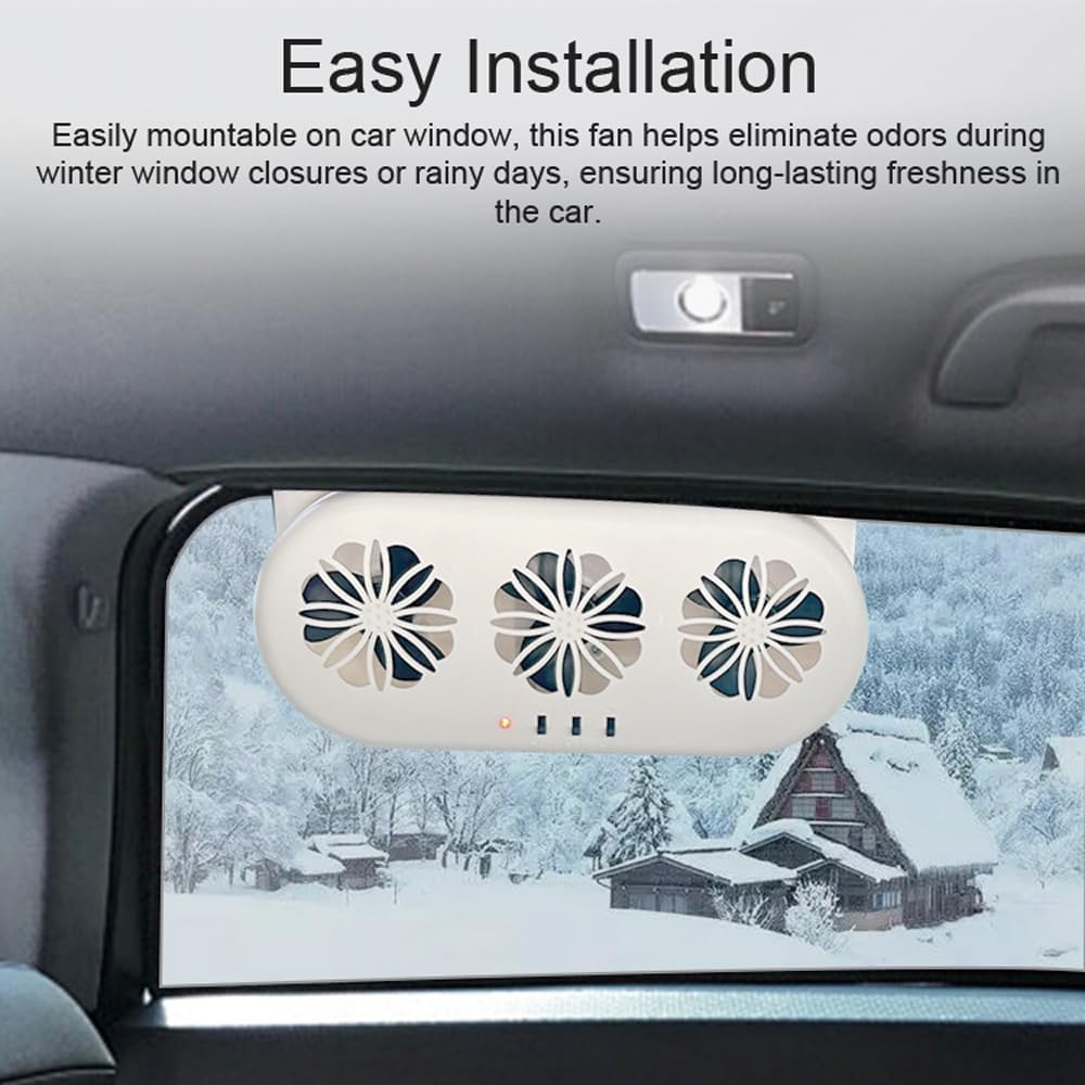 Shkalacar Car Solar Powered Window Exhaust Fan, Air Circulation Fan Ventilator Silent Air Vent Cooler Air Vent Radiator Fans for Backseat or Frontseat,Vehicle Ventilation Fan Independent Switch