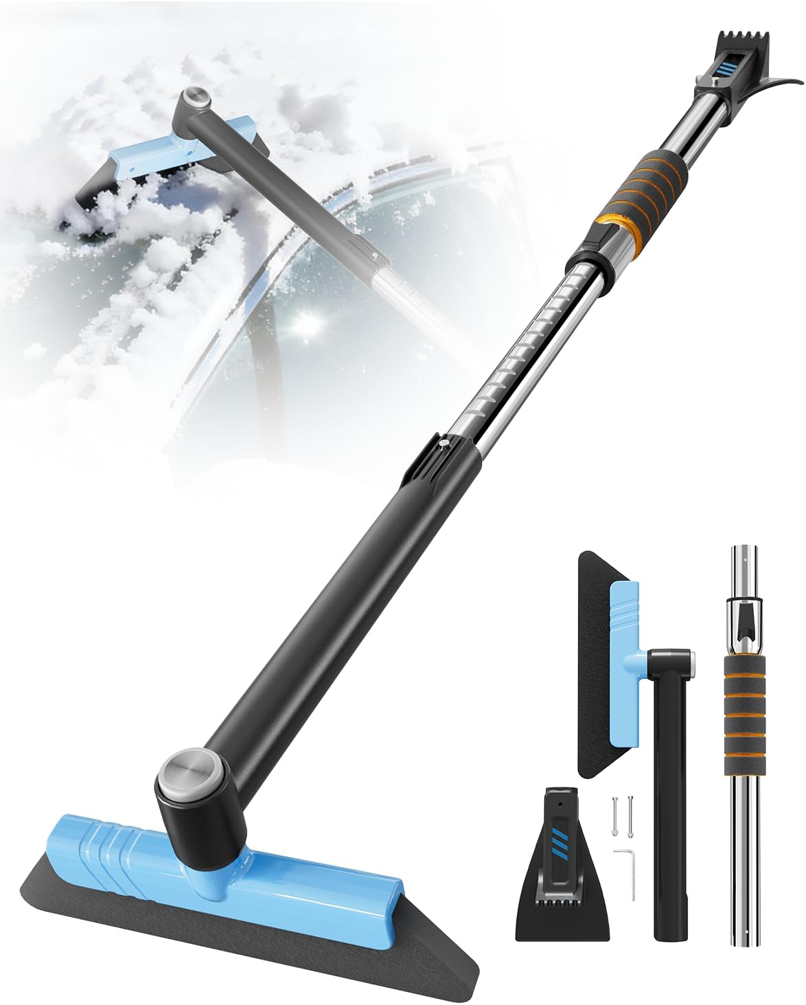 helloleiboo 43.7" Extendable Ice Scraper for Car Windshield, Blue