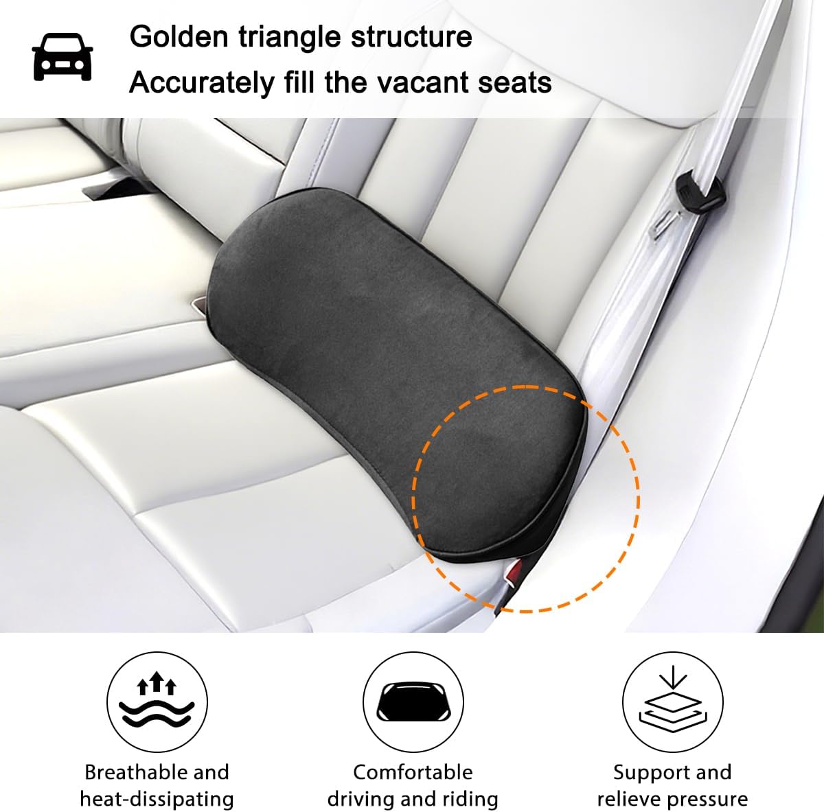 Zpana Car Lumbar Support Pillow, Memory Foam Back Cushion, Black