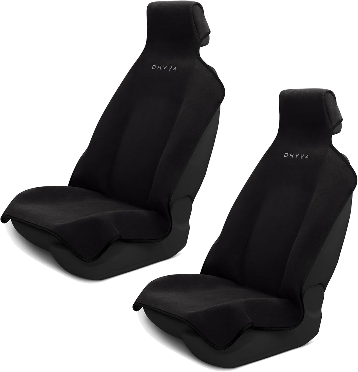 DryvaSeat - Premium Microfiber Towel Car Seat Cover - Waterproof & Sweatproof - Universal Fit, Machine Washable, Non-Slip - Seat Protector for Car, Truck, SUV, Van (Shadow Black, 2 Pack)