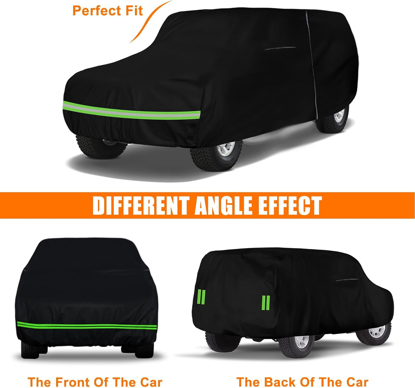 Waterproof Car Covers Replace for 1978-1996 Ford Bronco, 6 Layers All Weather Custom-fit Car Cover with Zipper Door & Windproof Bands for Snow Rain Dust Hail Protection