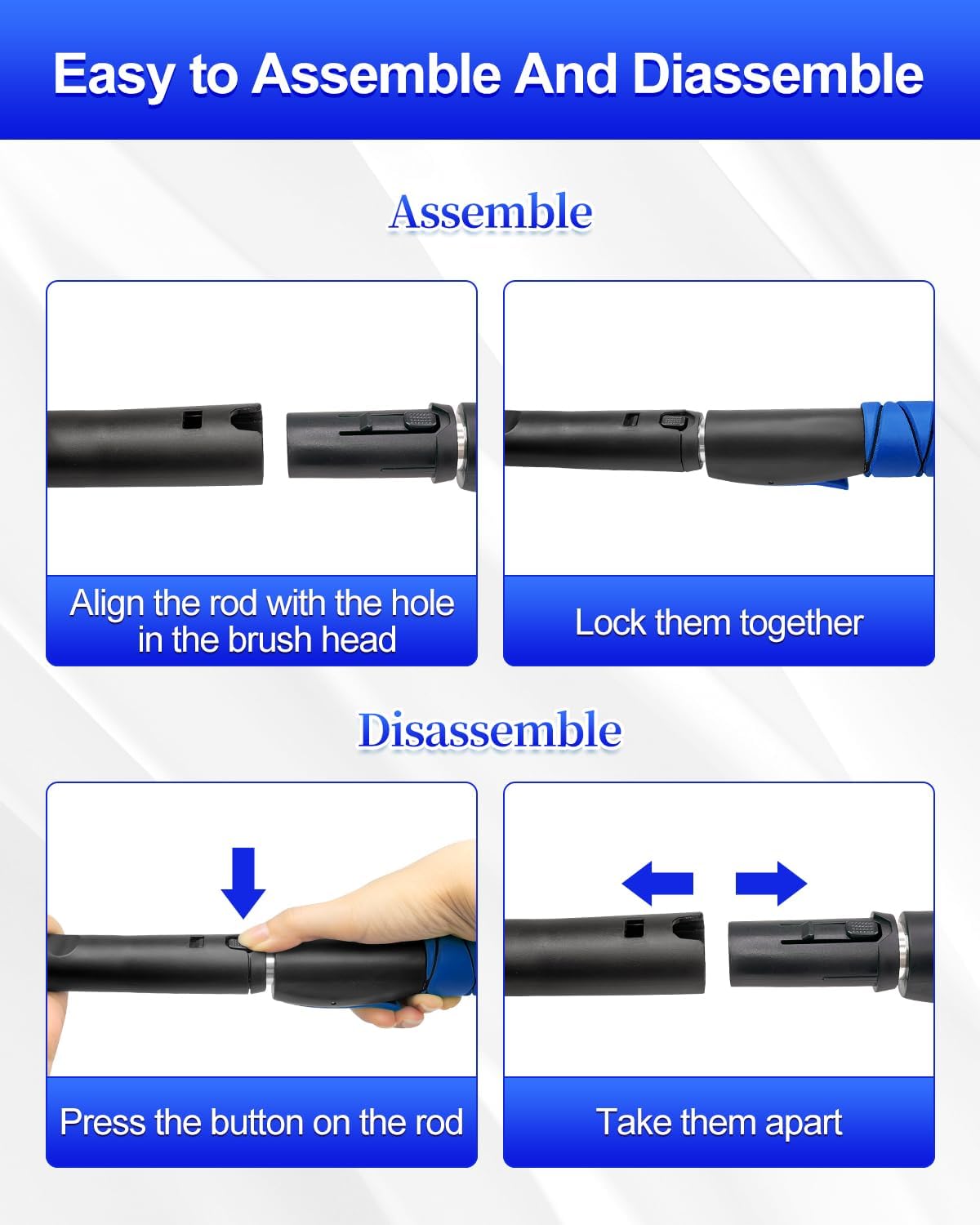 SEAAES 33 Inch Snow Brush and Ice Scraper for Car Windshield, Extendable Snow Scraper and Brush with Foam Grip for Truck SUV Vehicle Window - Blue