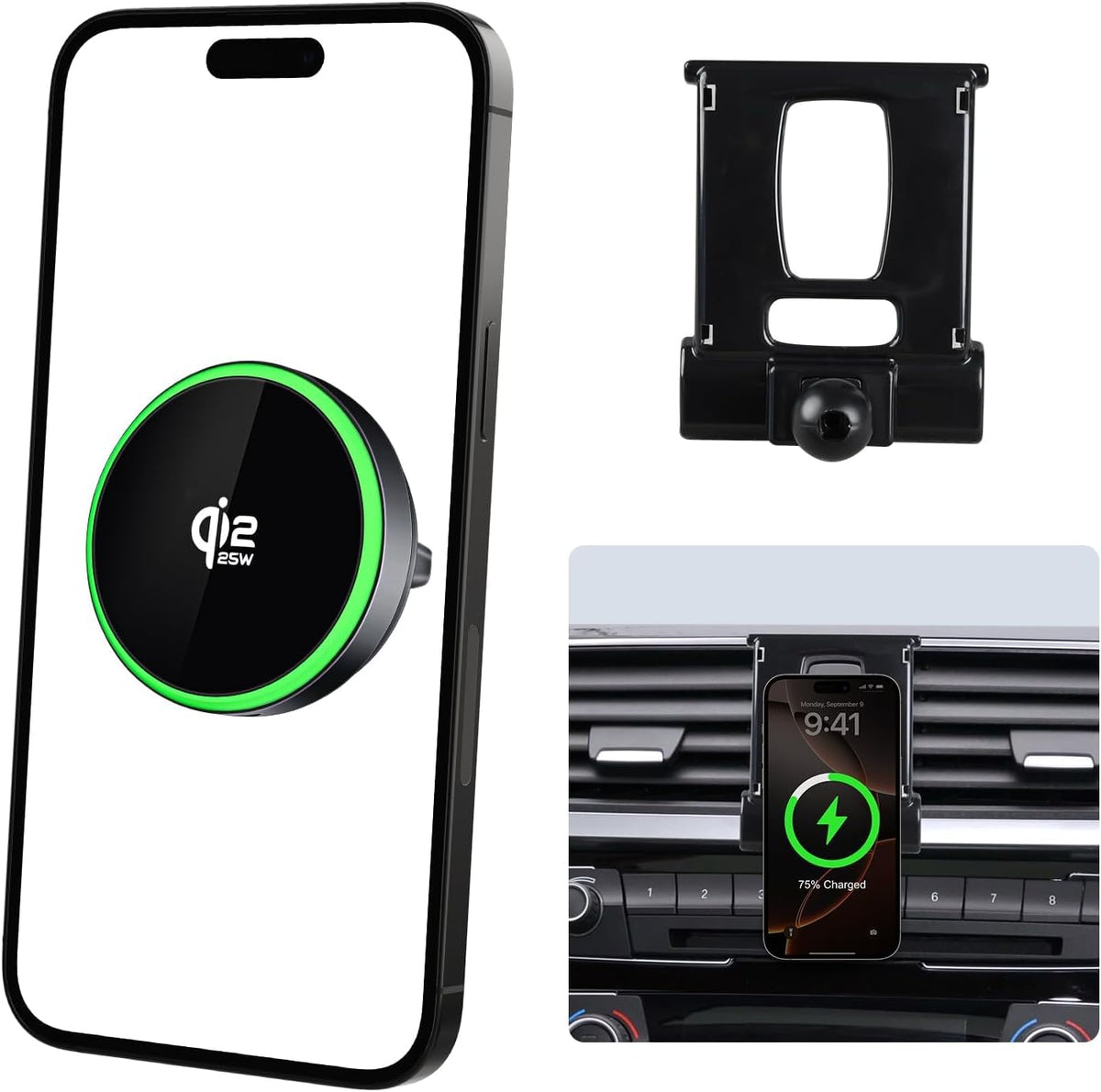 Qi2.2 25W Wireless Charger Car Phone Mount for BMW 2/3/4 Series 2014-2021