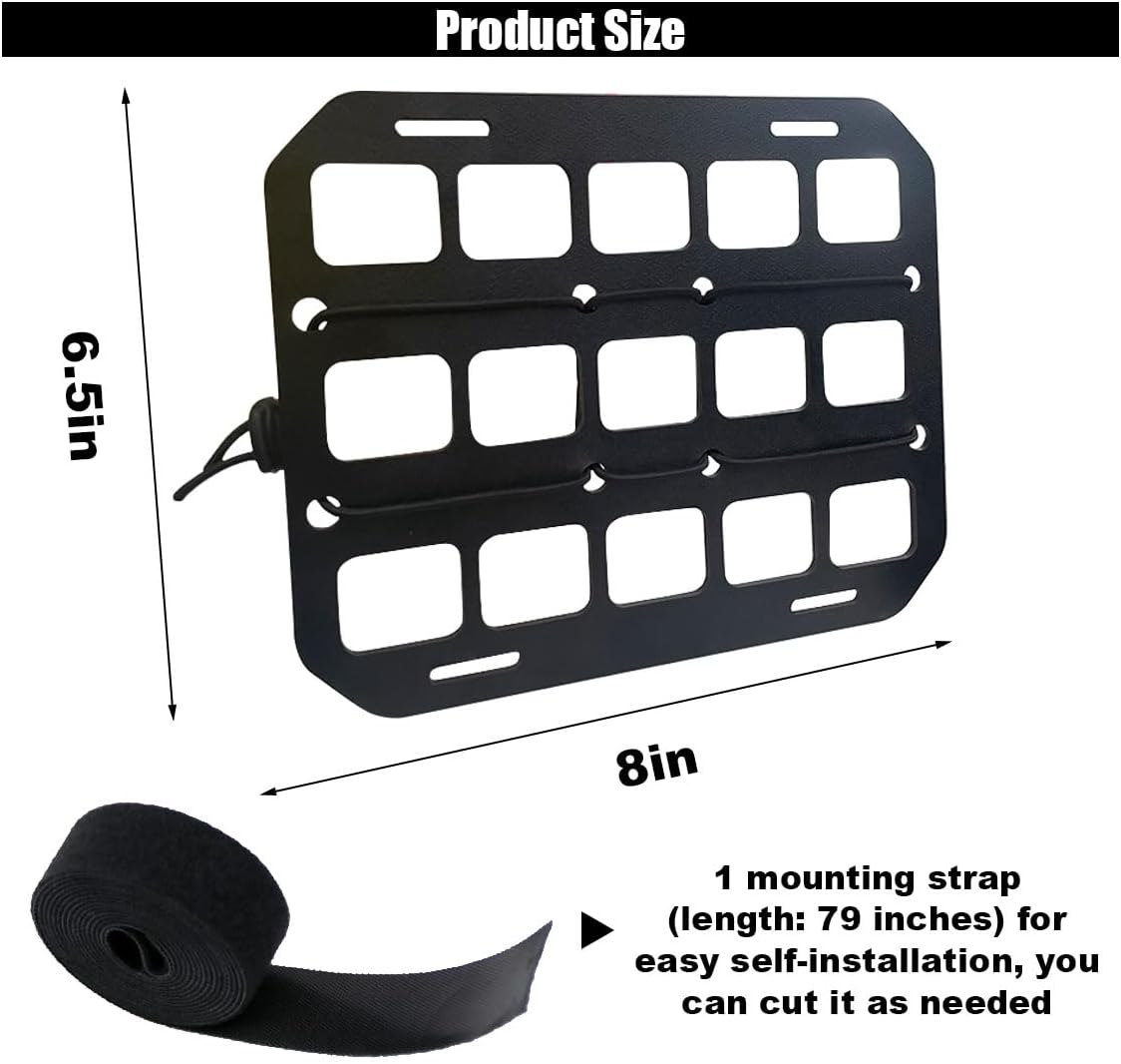 Car Headrest Organizer Rigid MOLLE Panel, Tactical Gear Seat Back Organizer, EDC Pouch Tool Gadget Holder, Backpack Insert Panel for Truck Equipment Mount Plate Modular Storage Shelf (Headrest Panel)