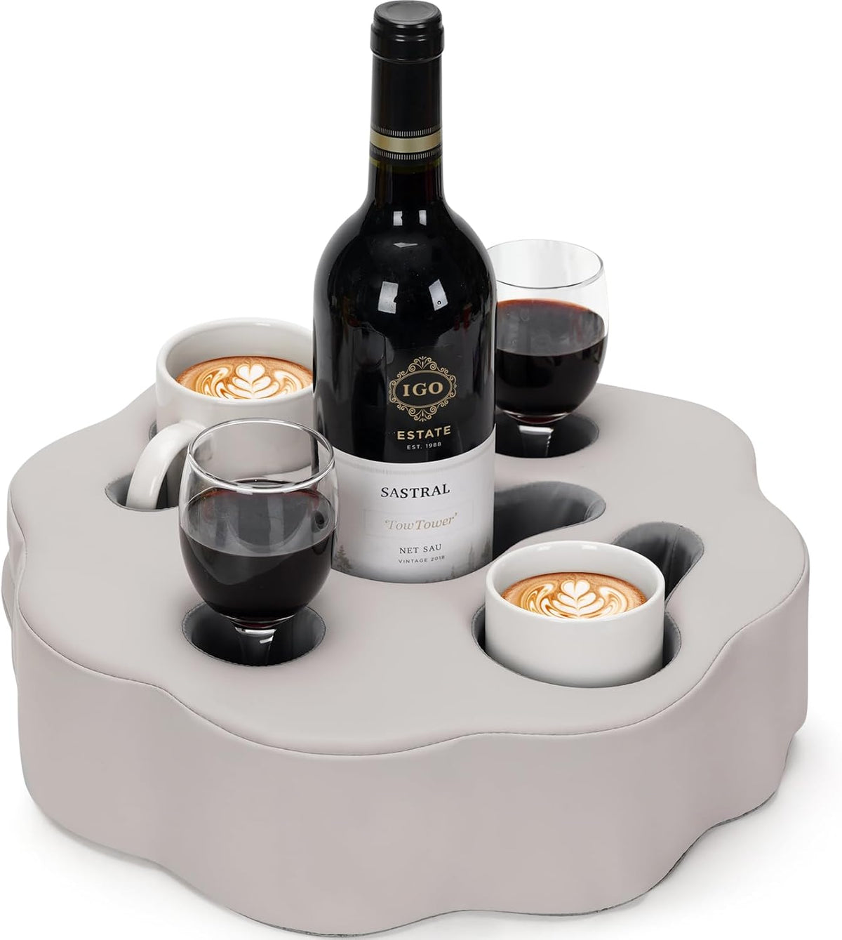 Couch Cup Holder Pillow, PU Grey