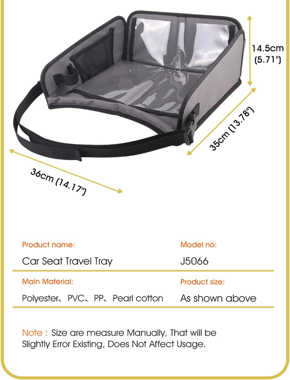 Kids Travel Tray for Car, Car Seat Tray, Grey